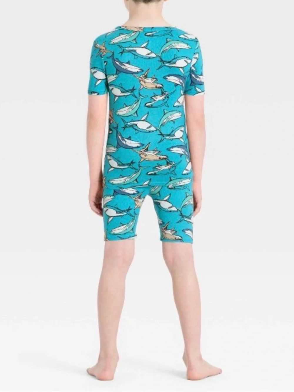 Boy’s Size 10 Kids Shark Print Swim Top - Turquoise